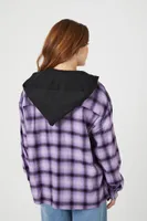 Women's Plaid Combo Flannel Shirt in Purple Small