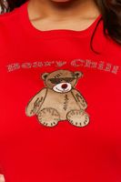 Women's Beary Chill Graphic T-Shirt in Red, 0X