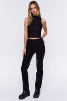 Women's Ruched Sleeveless Crop Top Black,