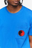 Men Yin Yang Pocket Tee in Blue/Red Medium