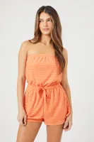 Women's Geo Strapless Swim Cover-Up Romper Sherbert