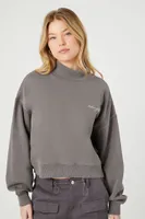 Women's New York Mock Neck Pullover in Grey, XS