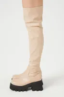 Women's Over-the-Knee Lug-Sole Boots in Nude, 6