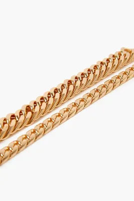 Women's Curb Chain Bracelet Set in Gold