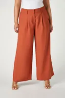 Women's Satin Wide-Leg Trousers in Clay, 0X