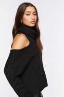 Women's Open-Shoulder Turtleneck Sweater in Black Medium