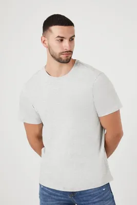 Men Cotton-Blend Crew T-Shirt in Heather Grey, XS