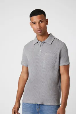 Men Ribbed Slim-Fit Pocket Polo Shirt Harbor Grey