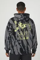 Men Tie-Dye Cacti Graphic Hoodie in Black, XXL