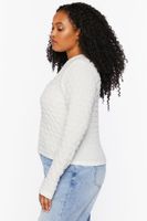 Women's Textured Long-Sleeve Top in Vanilla, 1X