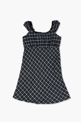 Girls Plaid Cap-Sleeve Dress (Kids) Black,