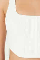 Women's Sweater-Knit Crop Top in White Medium