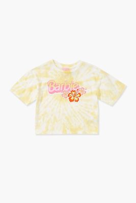 Girls Barbie® Tie-Dye Floral Tee (Kids) Yellow,