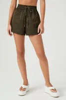 Women's Pull-On Drawstring Shorts in Dark Olive Large