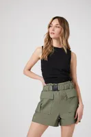 Women's Belted Paperbag Cargo Shorts in Cypress Medium