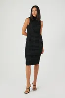 Women's Quilted Bodycon Midi Dress in Black Small