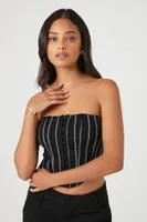 Women's Striped Bustier Tube Top in Black/Grey Medium