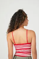 Women's Seamless Striped Cami Bodysuit in Fiery Red/Vanilla Medium