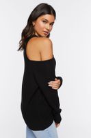 Women's Open-Shoulder Sweater-Knit Top in Black Small