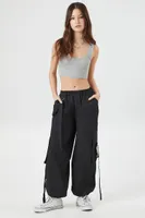 Women's Utility Wide-Leg Cargo Joggers in Black, XL