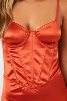 Women's Satin Corset Lingerie Slip Dress in Sienna Small