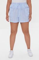 Women's Linen-Blend Striped Shorts Blue/White,