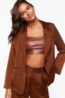 Women's Satin Single-Breasted Blazer in Light Brown Medium