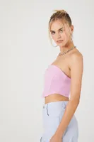 Women's Ponte Knit Cropped Tube Top in Dawn Pink, XL