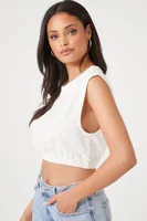 Women's Ribbed Knit Crop Top in White Small