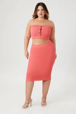 Women's Tube Top & Skirt Set in Coral, 3X