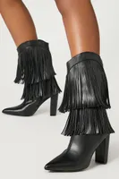 Women's Fringe Block Heel Boots in Black, 6.5