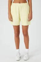 Women's Active Fleece Mineral Wash Sweatshorts in Light Yellow Large