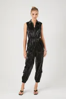 Women's Sleeveless Drawstring Jumpsuit in Black Small