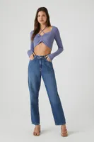 Women's Crisscross Ribbed Knit Crop Top