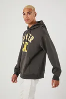 Men Xavier Graphic Drawstring Hoodie in Black Large