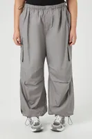 Women's Poplin Cargo Parachute Pants in Dark Grey, 1X