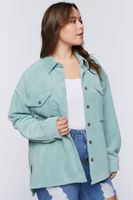 Women's Corduroy Shacket in Green Haze, 0X