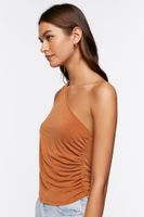 Women's Ruched One-Shoulder Crop Top in Praline Medium