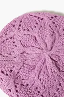 Girls Ribbed Knit Beret (Kids) in Lavender