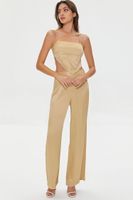 Women's Satin Wide-Leg Pants in Cappuccino Large