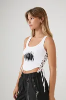 Women's Ribbed All Night Graphic Tank Top in White Large