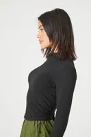 Women's Seamless Mock Neck Top in Black Large