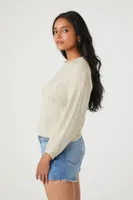 Women's Ribbed Crew Neck Sweater in Oatmeal Large