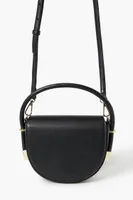 Women's Faux Leather Crescent Crossbody Bag in Black