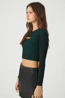 Women's Cutout Sweater-Knit Crop Top Medium