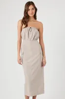 Women's Drawstring Tube Maxi Dress in Goat Large