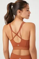 Women's Strappy Seamed Longline Sports Bra in Chestnut Medium