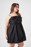 Women's Bubble-Hem Babydoll Dress in Black, 0X