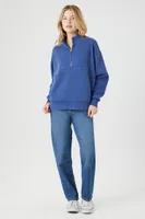 Women's Half-Zip Fleece Pullover in Blue Medium