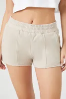 Women's French Terry Mid-Rise Shorts in Khaki Medium